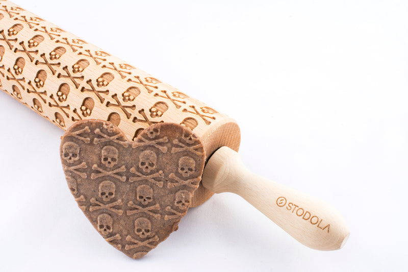 Rolling Pin Embossed with SKULLS Pattern for Baking Engraved Cookies Size Large 16.9 inch