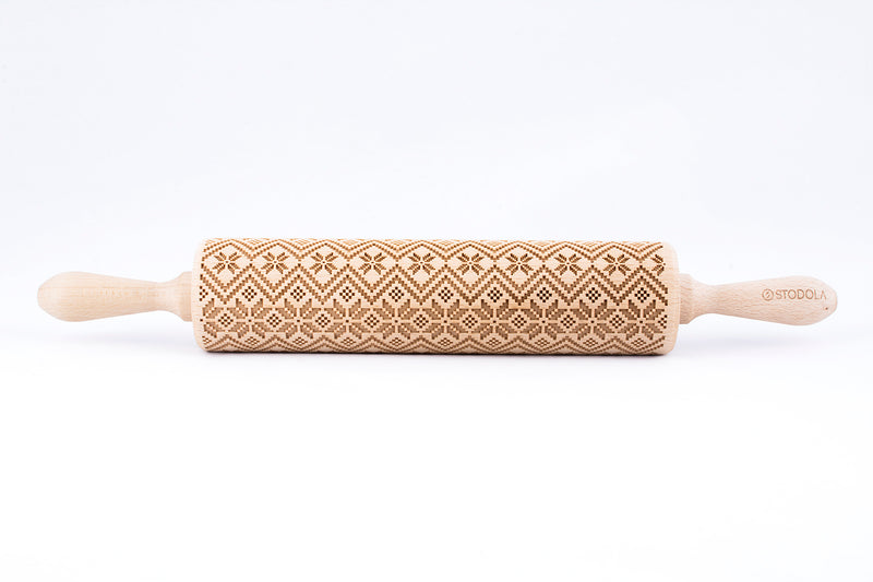 Rolling Pin Embossed with SCANDINAVIAN Pattern for Baking Engraved Cookies Size Large 16.9 inch