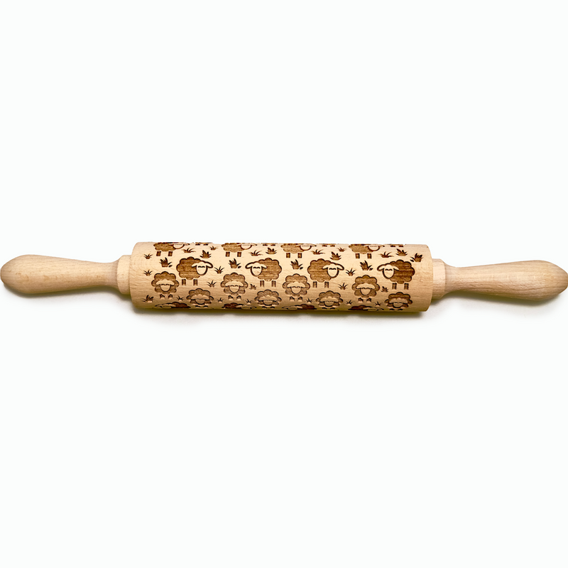 Engraved Rolling pin with Sheep Pattern