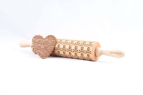 Rolling Pin Embossed with SKULLS Pattern for Baking Engraved Cookies Size Large 16.9 inch