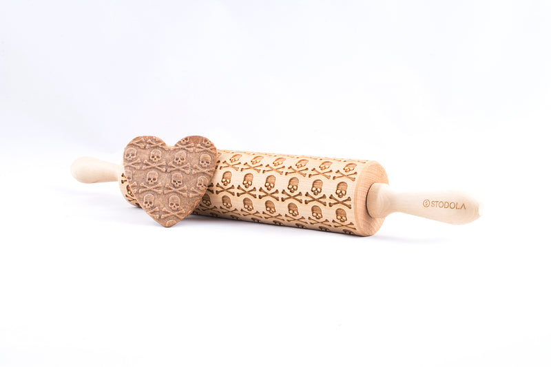 Rolling Pin Embossed with SKULLS Pattern for Baking Engraved Cookies Size Large 16.9 inch