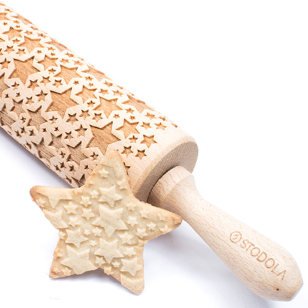 Rolling Pin for Clay and Dough Floral Pattern 
