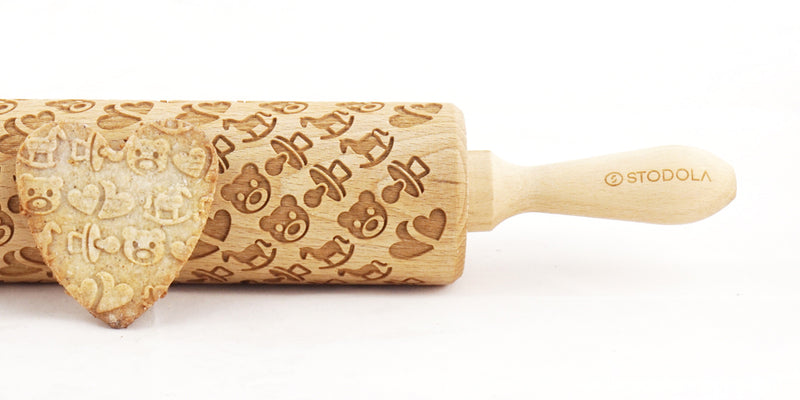 Rolling Pin Embossed with BABY Pattern for Baking Engraved Cookies Size Large 16.9 inch