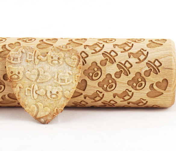 Rolling Pin Embossed with BABY Pattern for Baking Engraved Cookies Size Large 16.9 inch