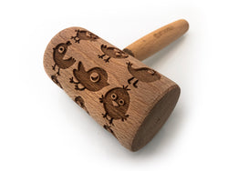 Rolling Pin Embossed With CUTE BABY BIRDS Pattern For Baking Engraved cookies Size Roller 4 inch