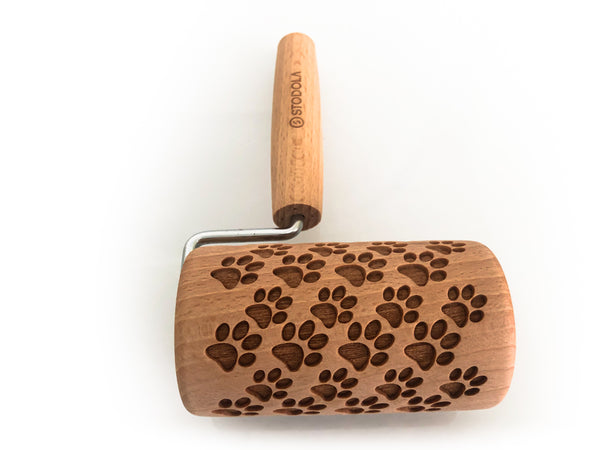 Rolling Pin Embossed With DOG PAWS Pattern For Baking Engraved cookies Size Roller 4 inch