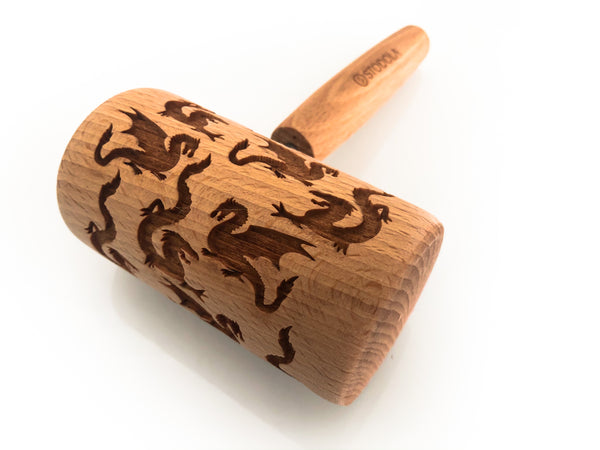 Rolling Pin Embossed With DRAGON Pattern For Baking Engraved cookies Size Roller 4 inch