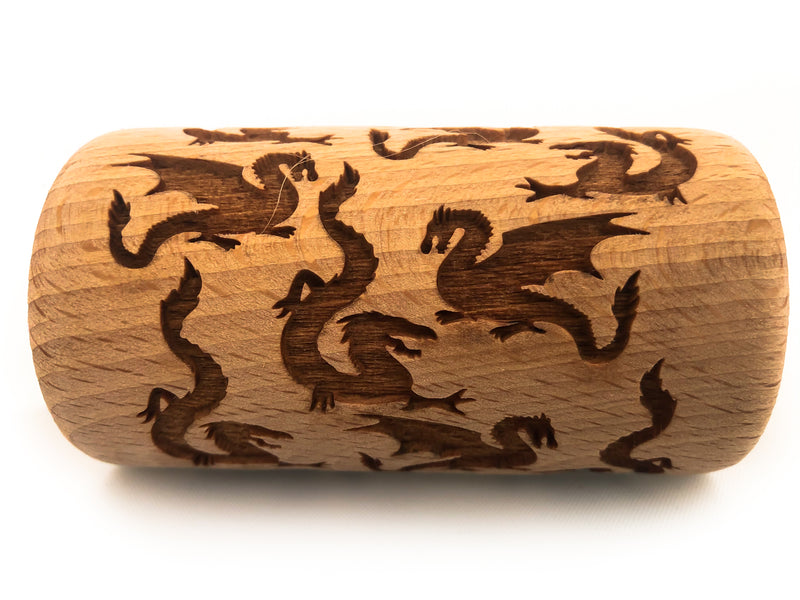 Rolling Pin Embossed With DRAGON Pattern For Baking Engraved cookies Size Roller 4 inch
