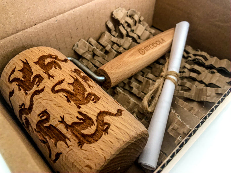 Rolling Pin Embossed With DRAGON Pattern For Baking Engraved cookies Size Roller 4 inch
