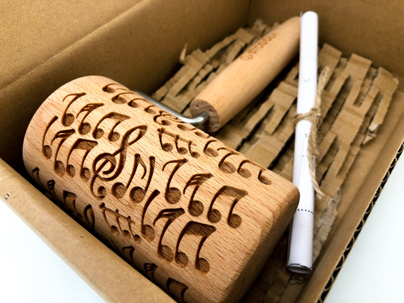 Rolling Pin Embossed With CRAZY NOTES Pattern For Baking Engraved cookies Size Roller 4 inch