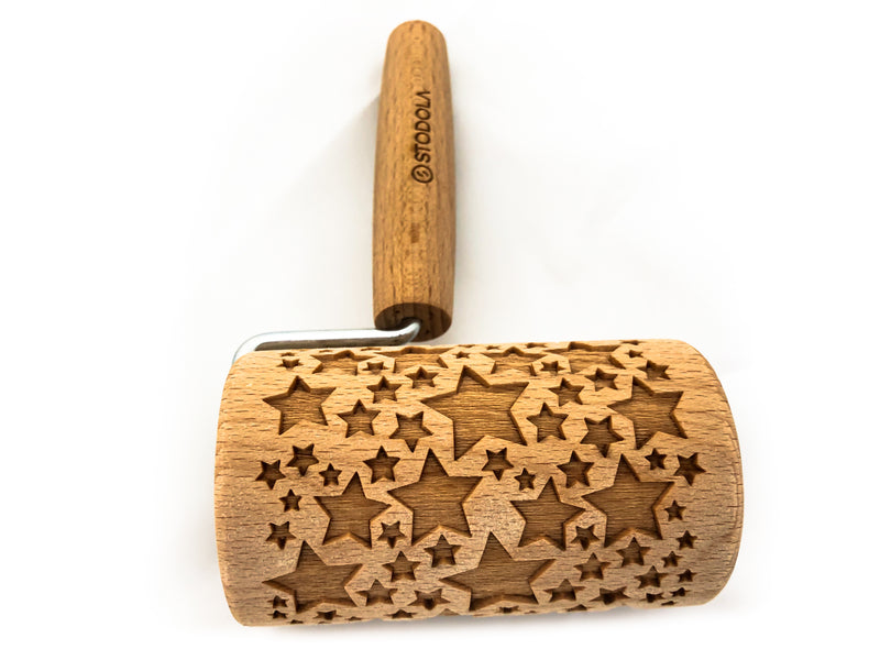 Rolling Pin Embossed With CLASSIC STARS Pattern For Baking Engraved cookies Size Roller 4 inch