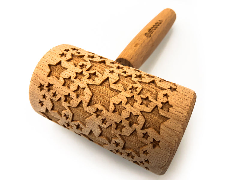 Rolling Pin Embossed With CLASSIC STARS Pattern For Baking Engraved cookies Size Roller 4 inch
