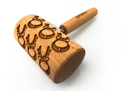 Rolling Pin Embossed With REINDEER AND SNOWFLAKES Christmas Pattern For Engraved cookies Roller 4 in