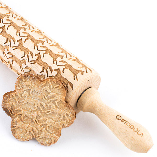 Rolling Pin Embossed with RUNNING HORSES