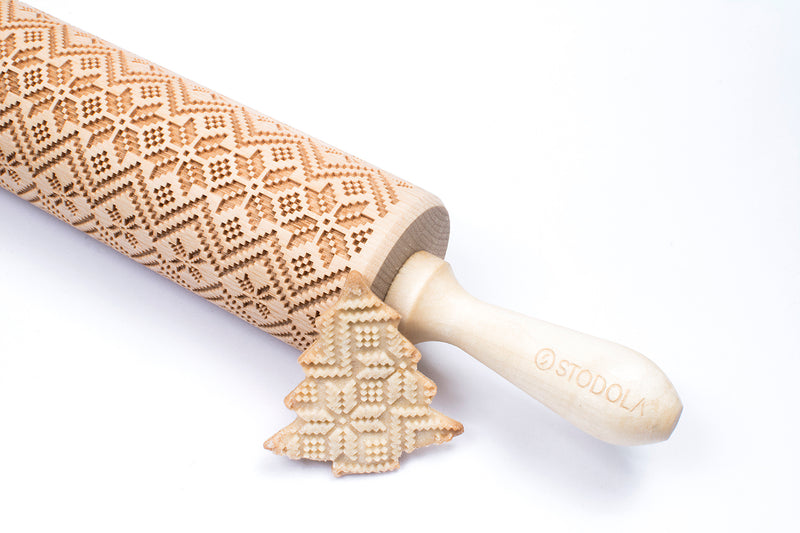 Rolling Pin Embossed with SCANDINAVIAN Pattern for Baking Engraved Cookies Size Large 16.9 inch