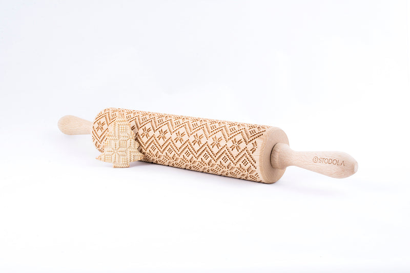 Rolling Pin Embossed with SCANDINAVIAN Pattern for Baking Engraved Cookies Size Large 16.9 inch