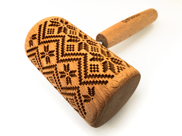 Rolling Pin Embossed With SCANDINAVIAN Themed Pattern For Baking Engraved cookies Size Roller 4 inch