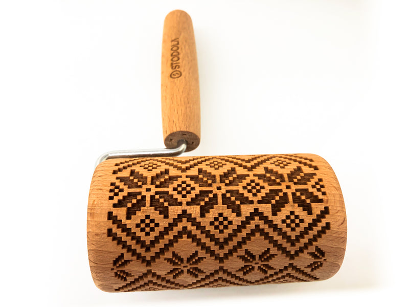 Rolling Pin Embossed With SCANDINAVIAN Themed Pattern For Baking Engraved cookies Size Roller 4 inch