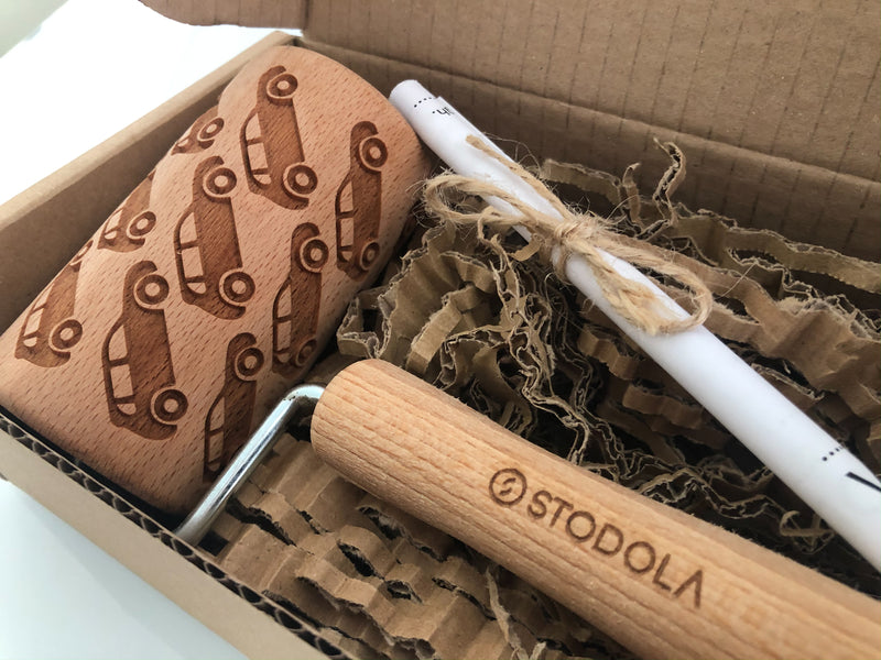 Rolling Pin Embossed With TOY CAR Pattern For Baking Engraved cookies Size Roller 4 inch