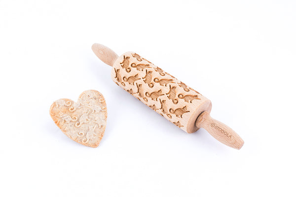 Rolling Pin Embossed With PLAYING CATS
