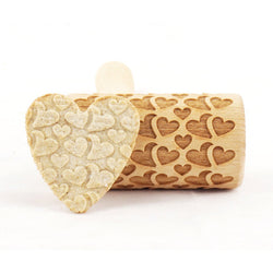 Rolling Pin Embossed With DOUBLE HEARTS