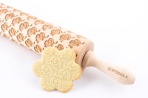 Rolling Pin Embossed with ELEPHANTS