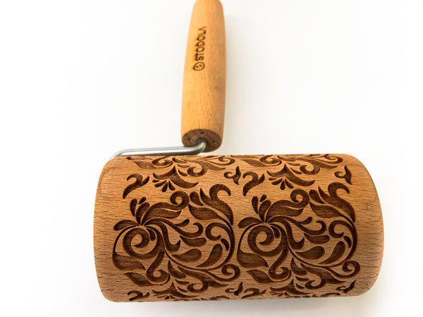 Rolling Pin Embossed With FOLK DECORATIVE Pattern For Baking Engraved cookies Size Roller 4 inch