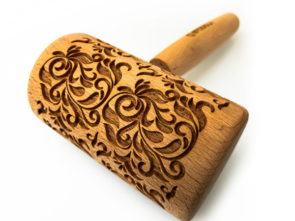 Rolling Pin Embossed With FOLK DECORATIVE Pattern For Baking Engraved cookies Size Roller 4 inch