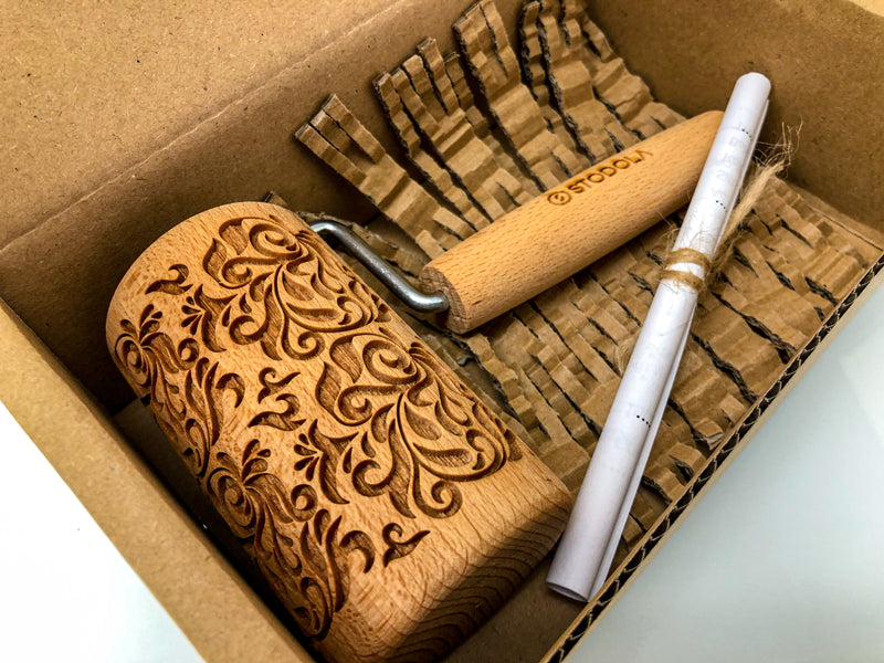 Rolling Pin Embossed With FOLK DECORATIVE Pattern For Baking Engraved cookies Size Roller 4 inch