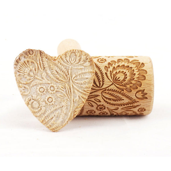 Rolling Pin Embossed With FOLK FLORAL Pattern For Baking Engraved cookies Size Roller 4 inch