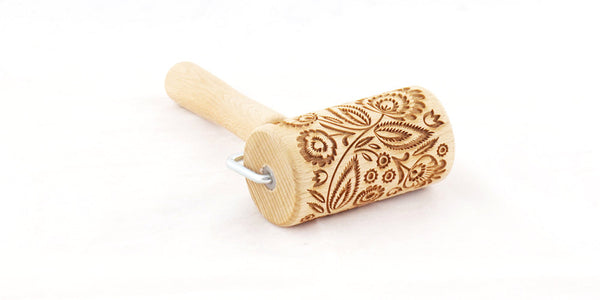 Rolling Pin Embossed With FOLK FLORAL Pattern For Baking Engraved cookies Size Roller 4 inch