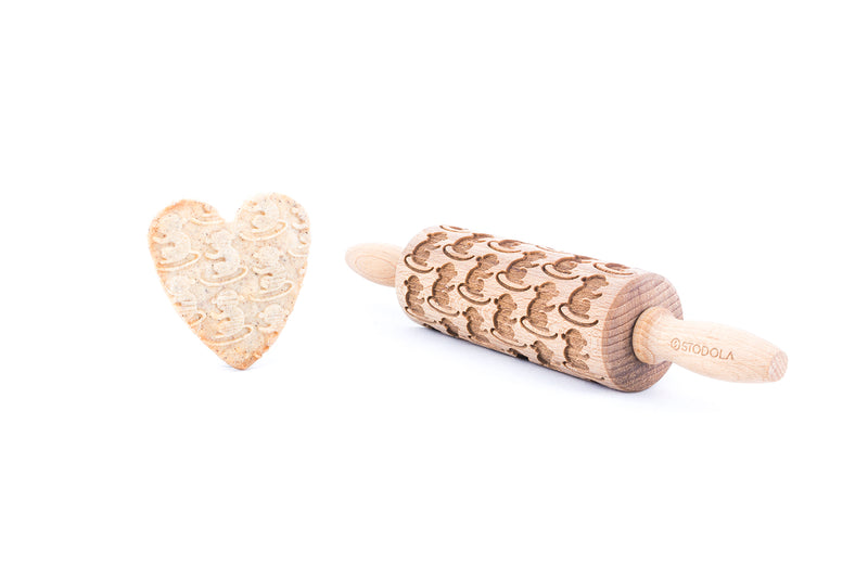 Rolling Pin Embossed With PLAYFUL MONKEYS Pattern For Baking Engraved cookies Size Junior 9 inch
