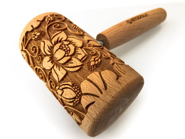 Rolling Pin Embossed With MONSTREA FLORAL Pattern with Flowers For Engraved cookies Roller 4 in