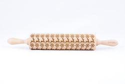 Rolling Pin Embossed with REINDEER SNOWFLAKES Pattern for Baking Engraved Cookies Size Large 16.9 inch